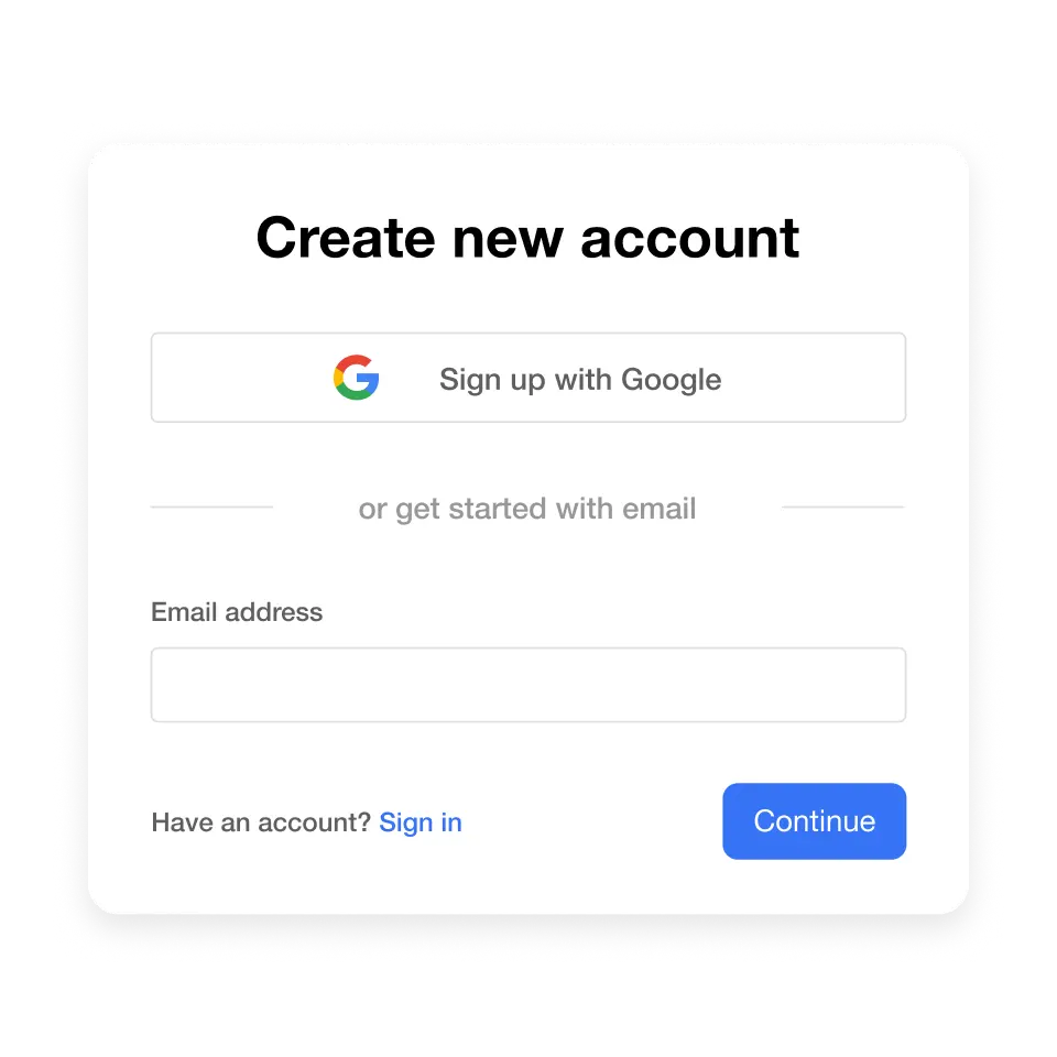 Sign up page for Visla’s voiceover video maker to start creating videos.